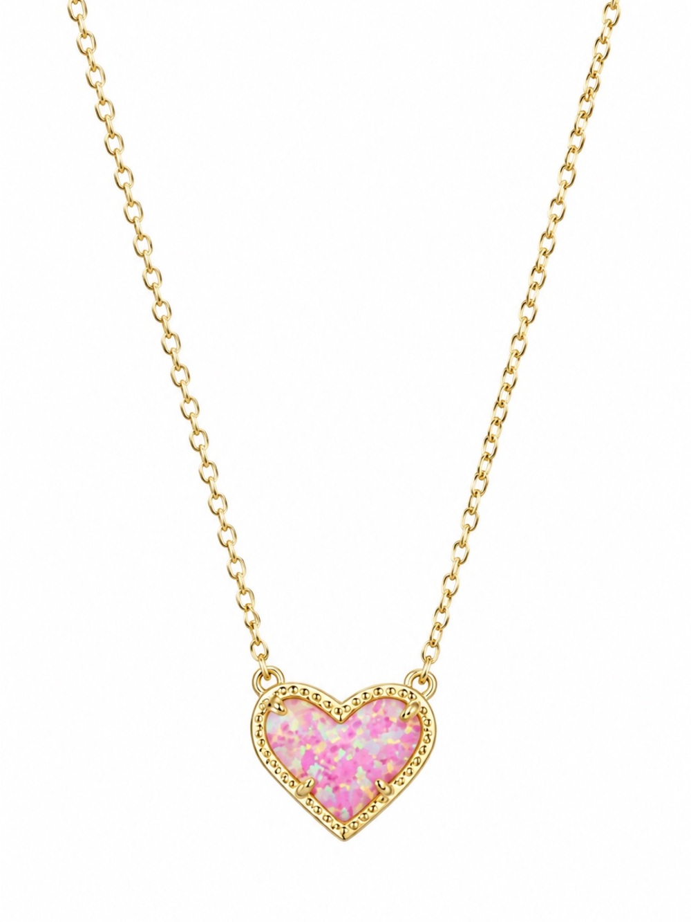 Kendra Scott Ari Heart Necklace in Light Pink Kyocera Opal
